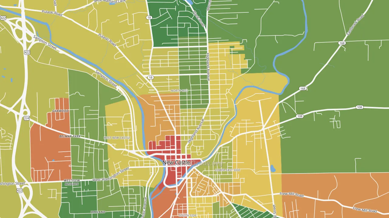 North Hill Historic District, New Castle, PA Map of Drug-Related Crime Rates