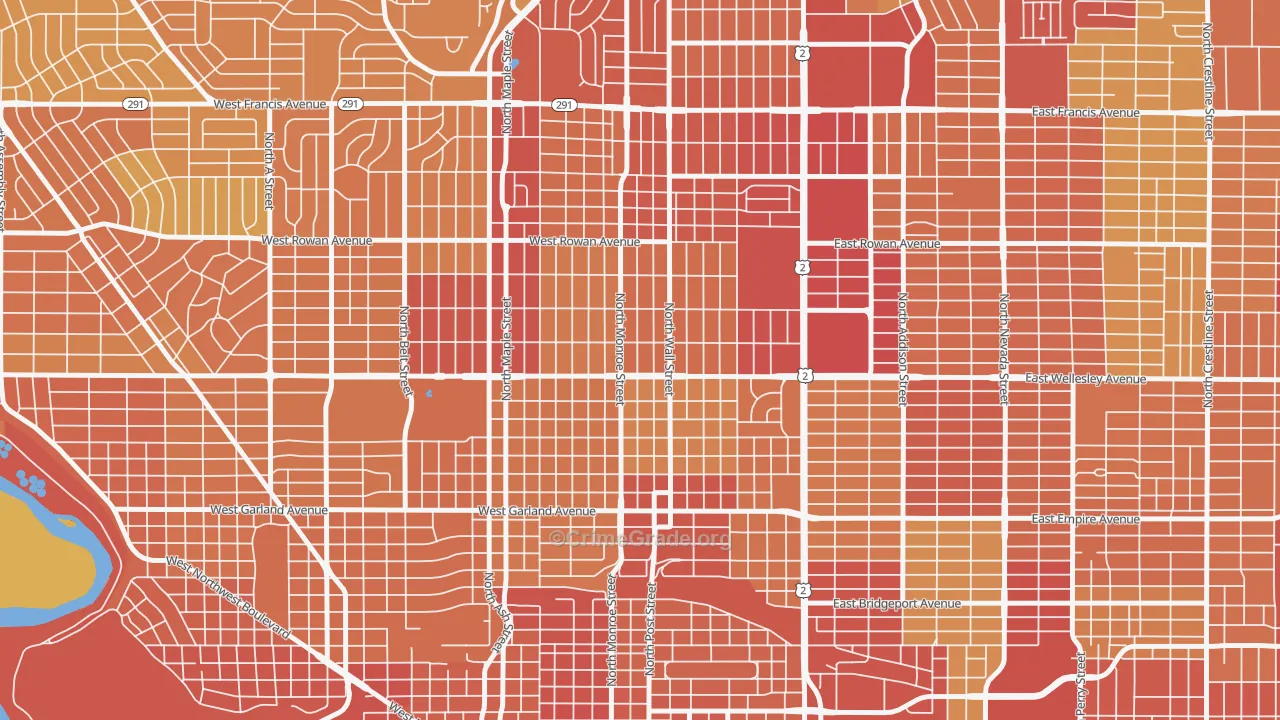 North Hill, Spokane, WA Map of Drug-Related Crime Rates