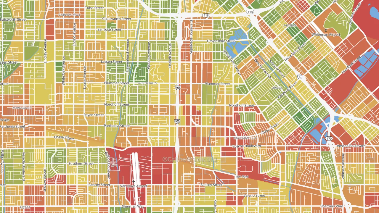 North Hills, CA Map of Drug-Related Crime Rates