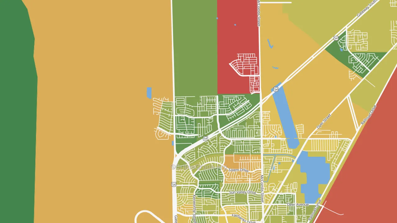 North Hills, El Paso, TX Map of Drug-Related Crime Rates