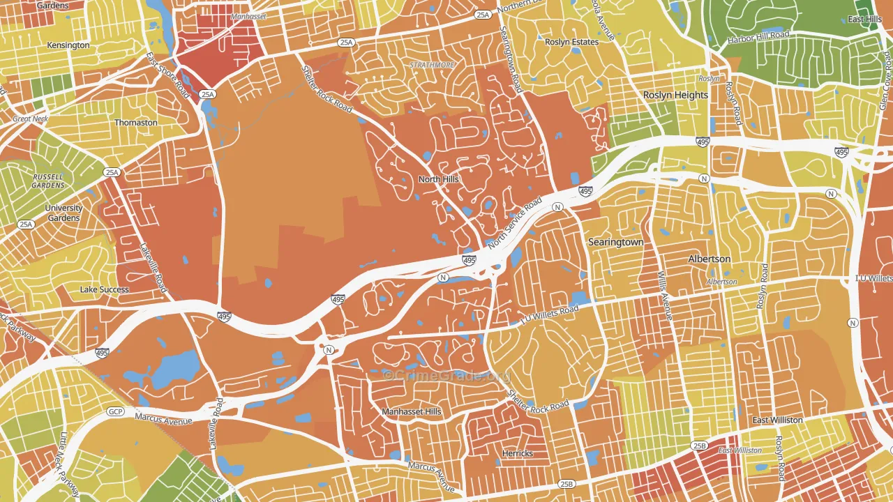 North Hills, NY Map of Drug-Related Crime Rates