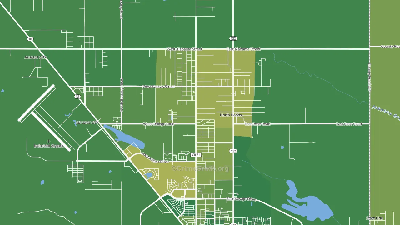 North Hobbs, NM Map of Drug-Related Crime Rates
