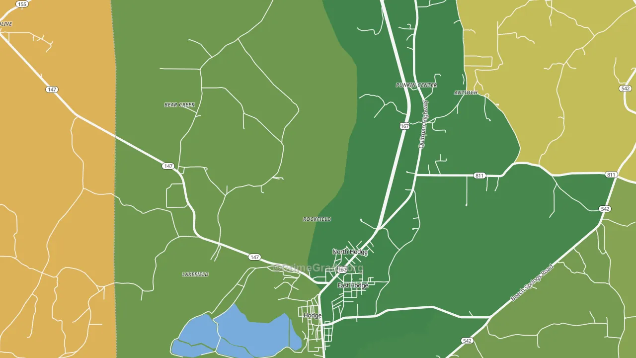 North Hodge, LA Map of Drug-Related Crime Rates