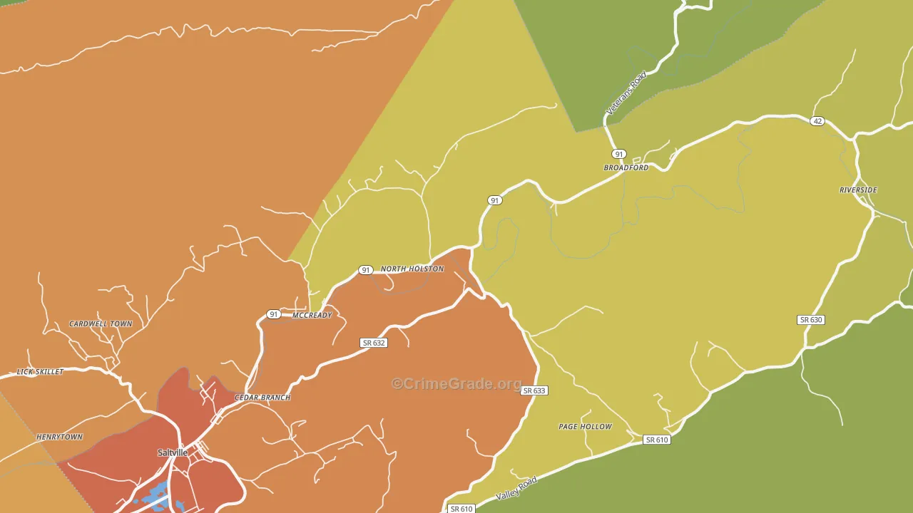 North Holston, VA Map of Drug-Related Crime Rates