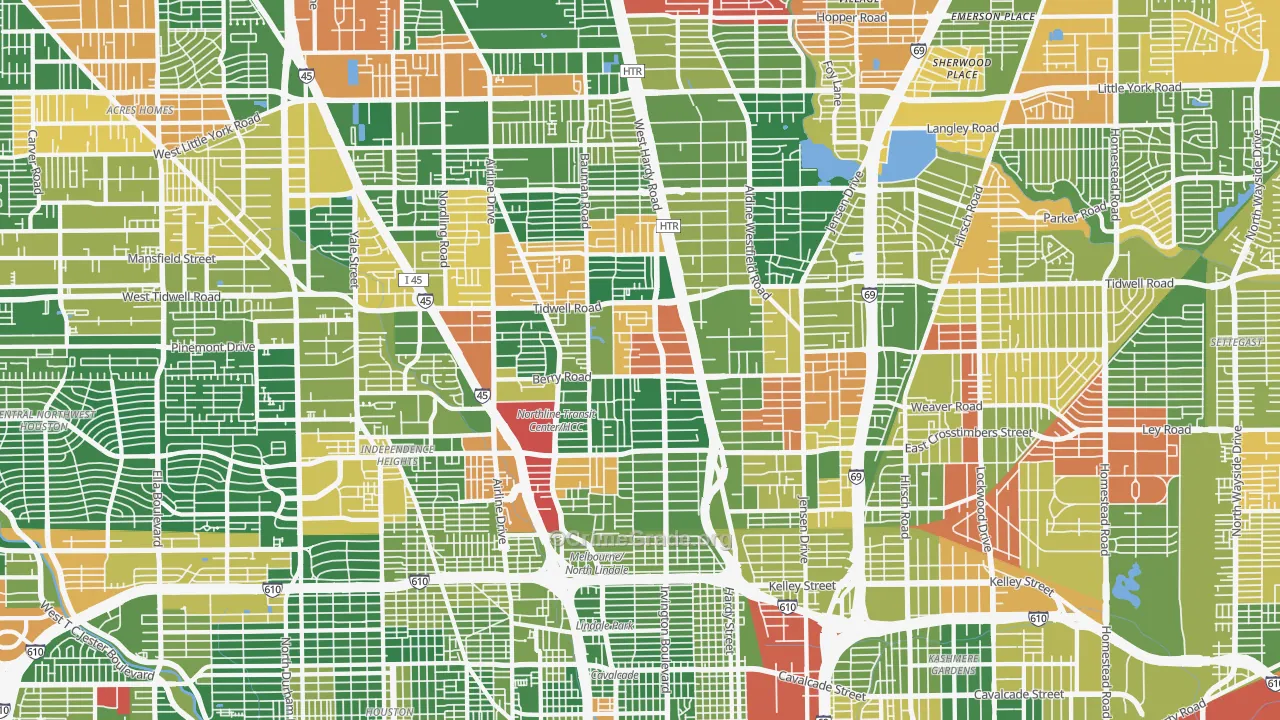 North, Houston, TX Map of Drug-Related Crime Rates
