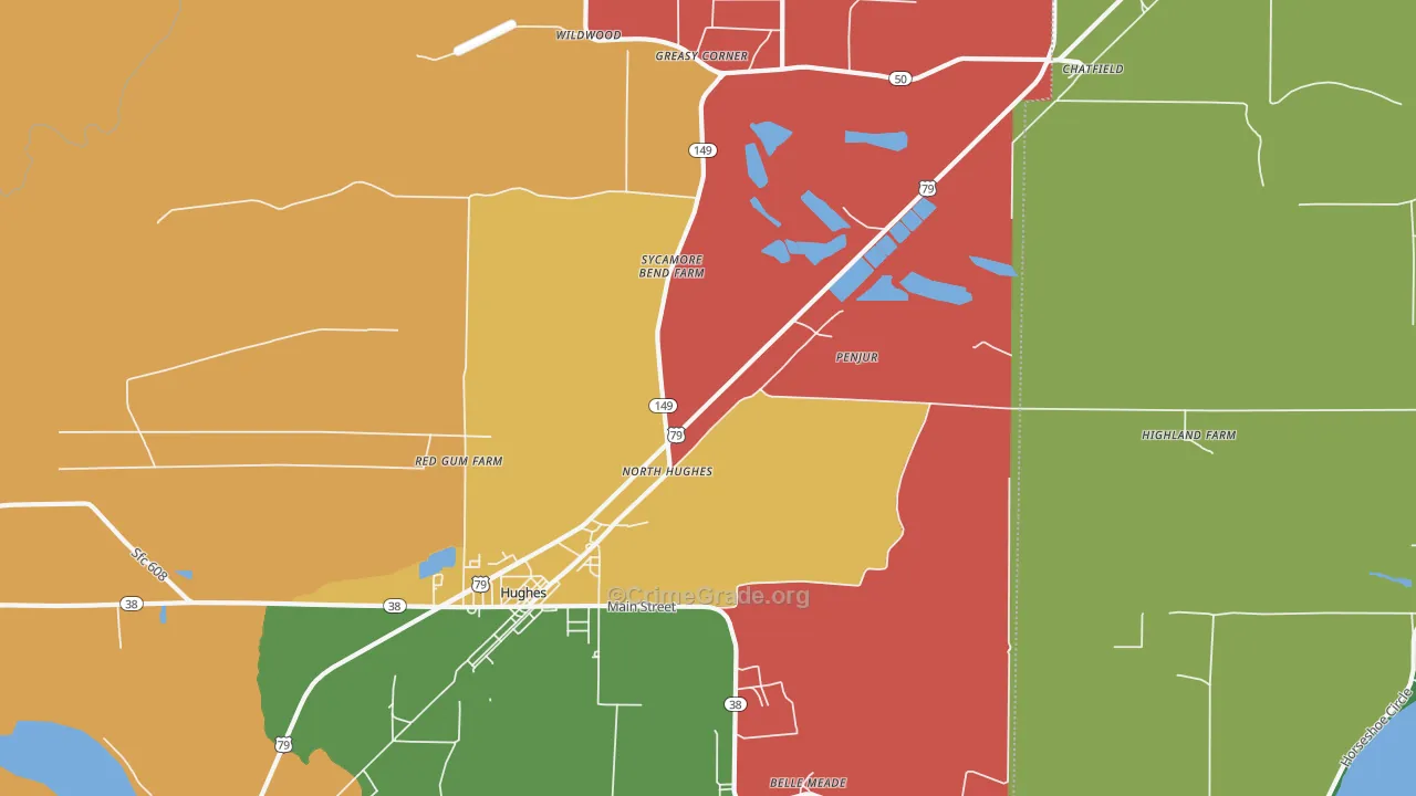 North Hughes, AR Map of Drug-Related Crime Rates