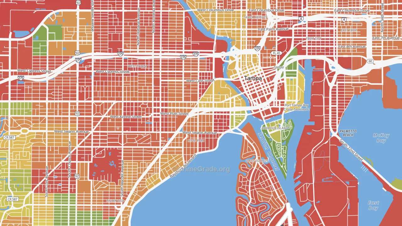 North Hyde Park, Tampa, FL Map of Drug-Related Crime Rates