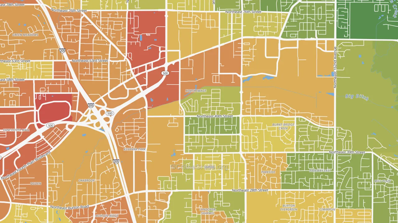 North Image, Vancouver, WA Map of Drug-Related Crime Rates