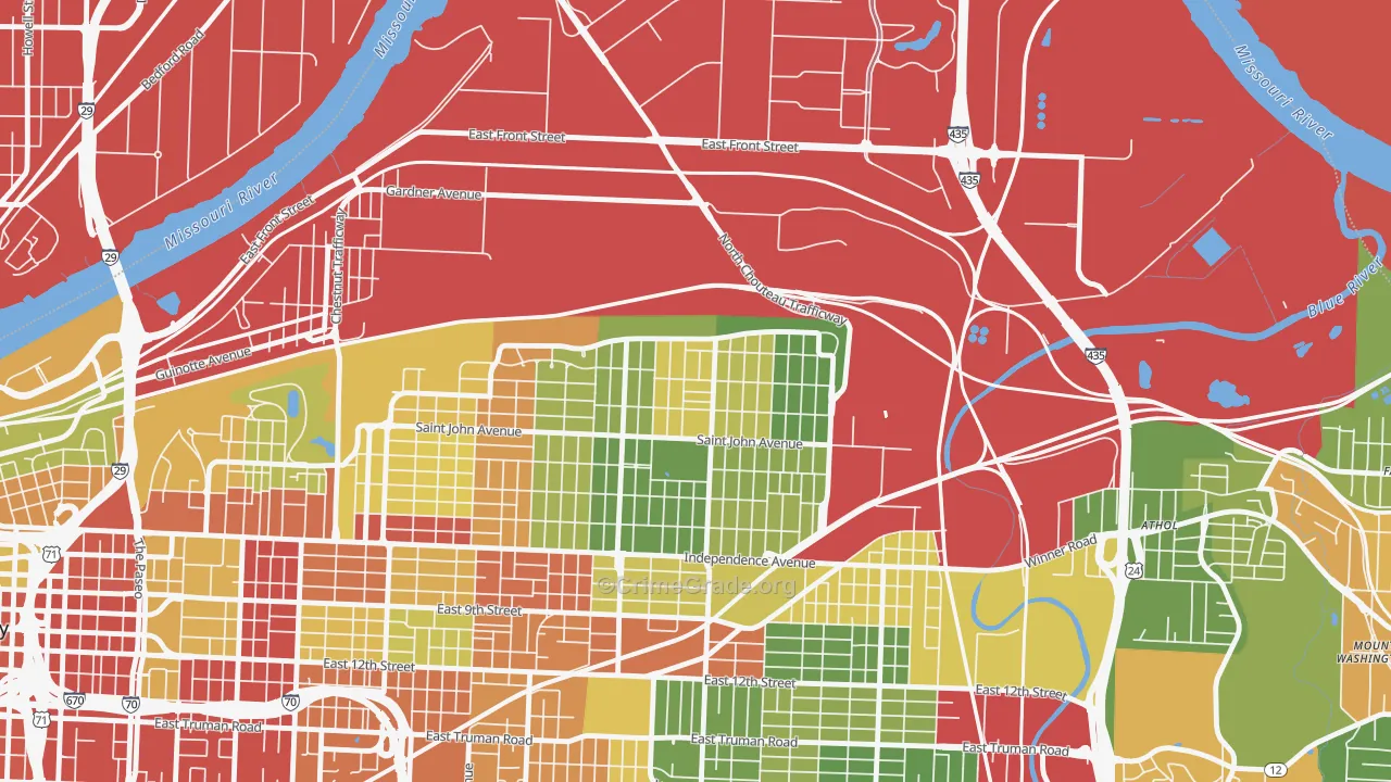 North India Mound, Kansas City, MO Map of Drug-Related Crime Rates
