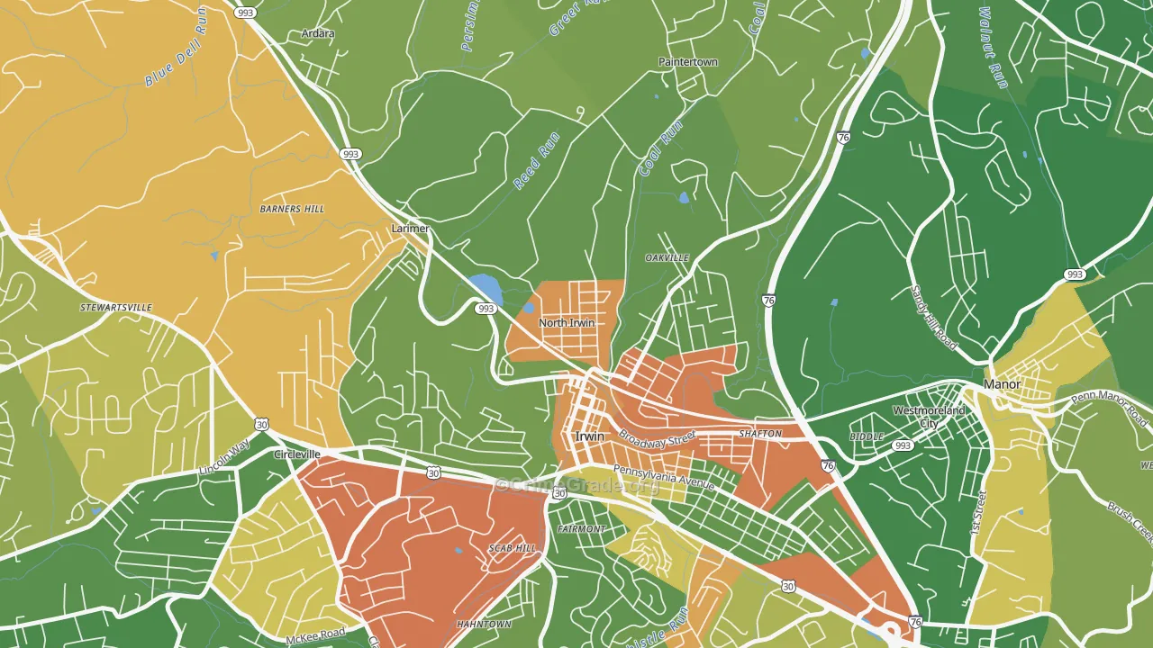 North Irwin, PA Map of Drug-Related Crime Rates