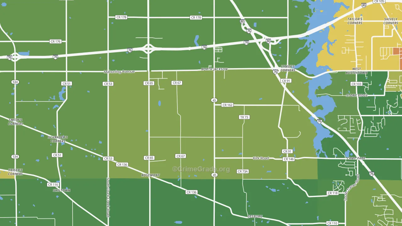 North Jackson, OH Map of Drug-Related Crime Rates