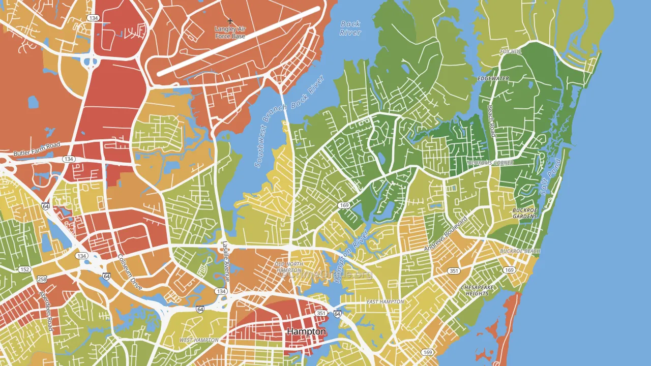 North King St, Hampton, VA Map of Drug-Related Crime Rates