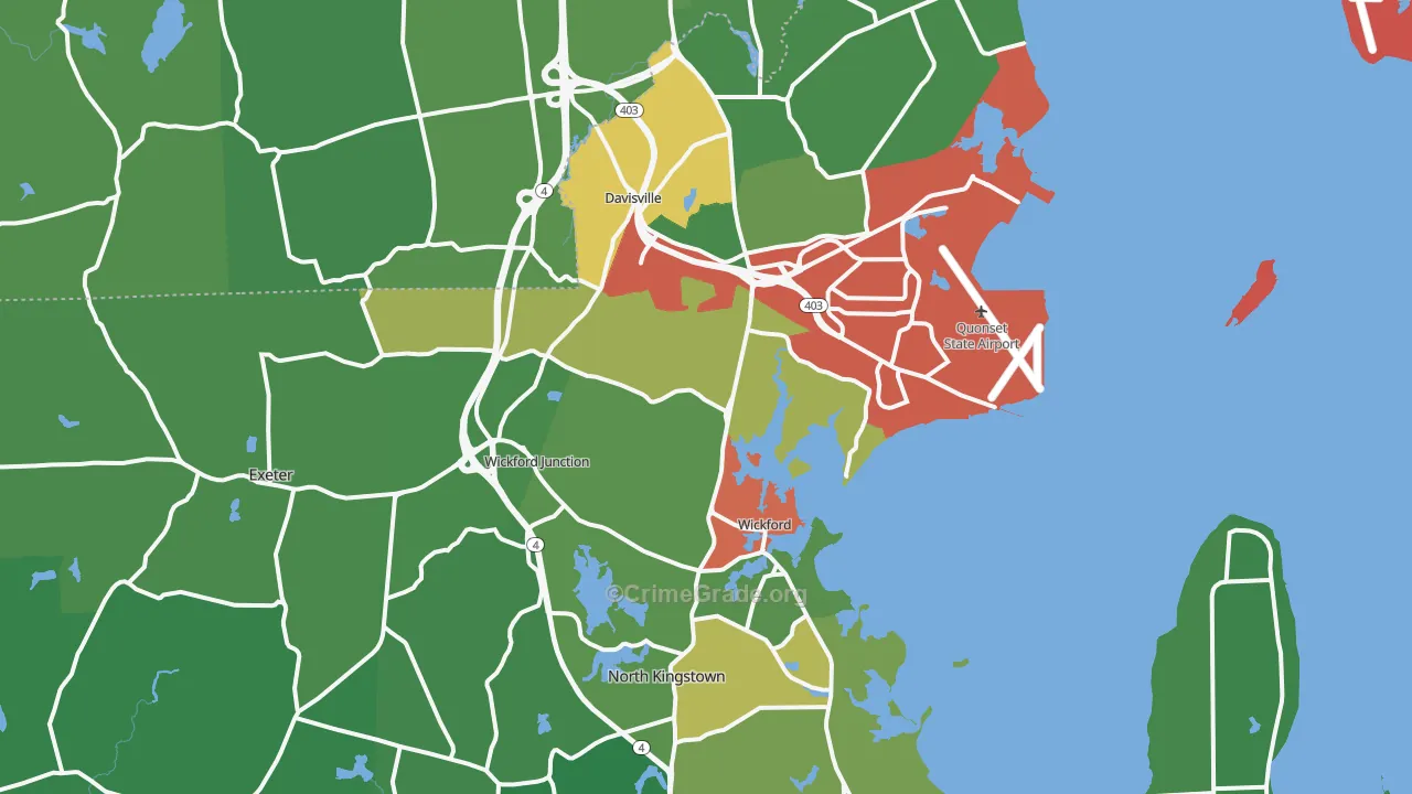 North Kingstown, RI Map of Drug-Related Crime Rates