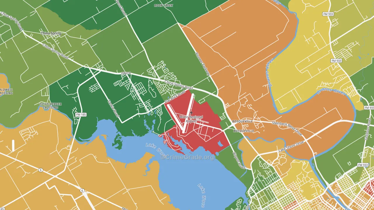 North Lake Waco, Waco, TX Map of Drug-Related Crime Rates