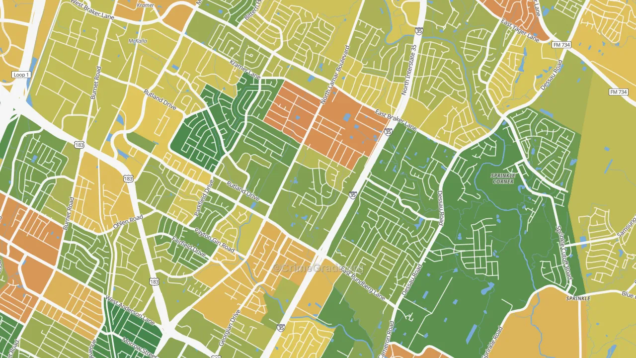 North Lamar, Austin, TX Map of Drug-Related Crime Rates