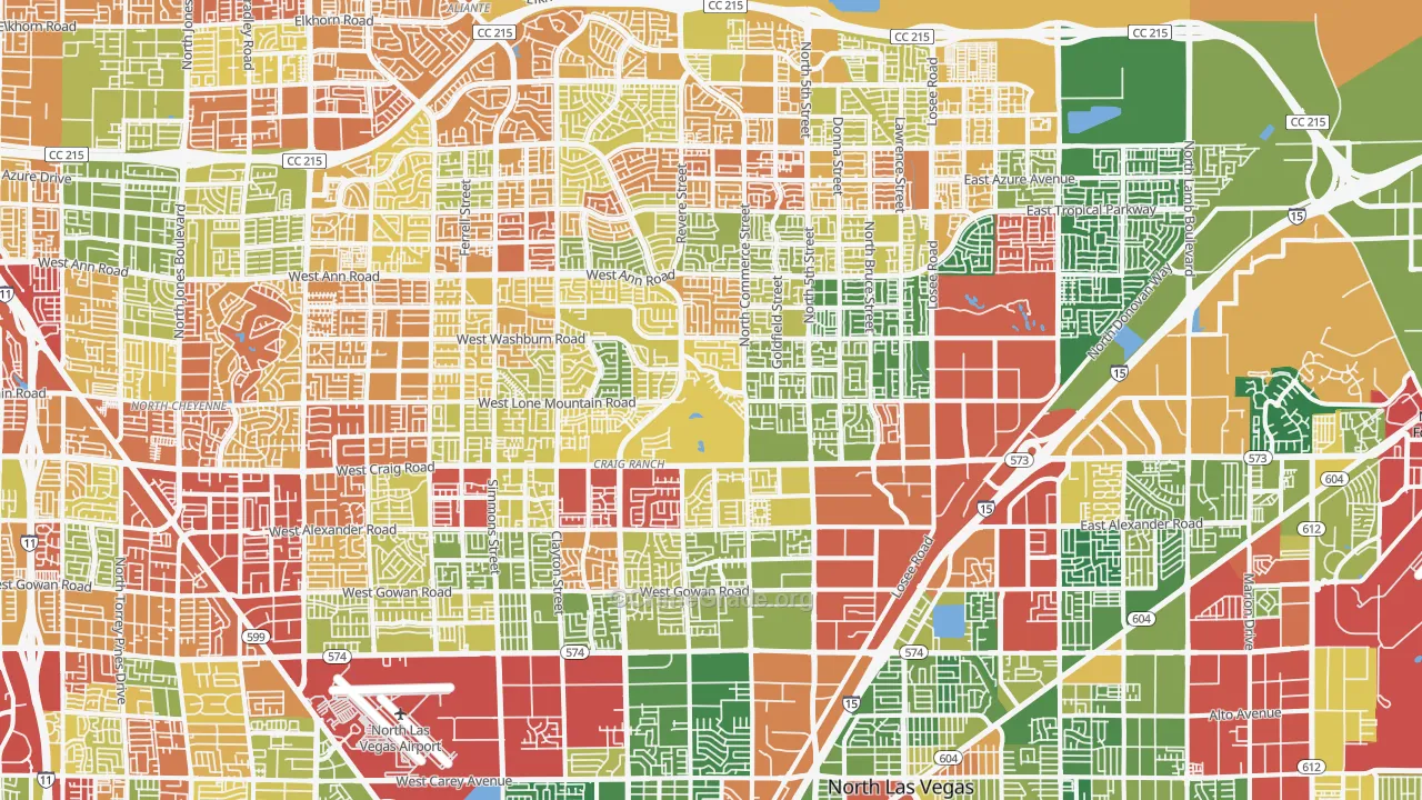 North Last Vegas, North Las Vegas, NV Map of Drug-Related Crime Rates