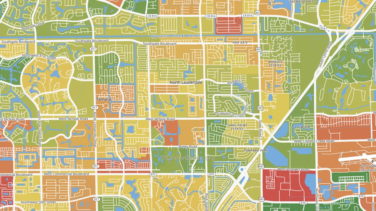 North Lauderdale Estates, North Lauderdale, FL Map of Drug-Related Crime Rates