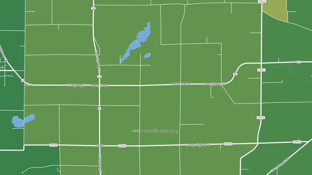 North Leeds, WI Map of Drug-Related Crime Rates