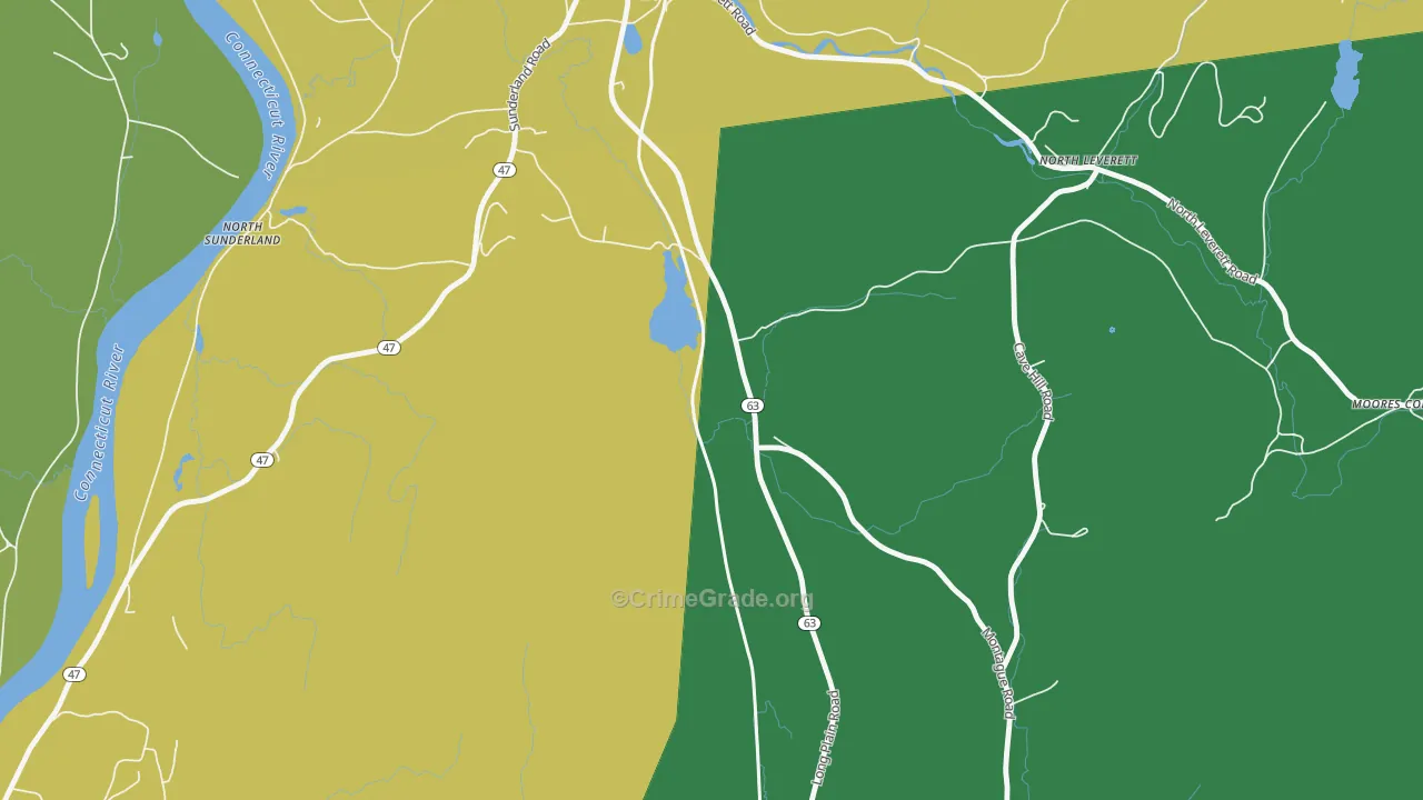 North Leverett, MA Map of Drug-Related Crime Rates