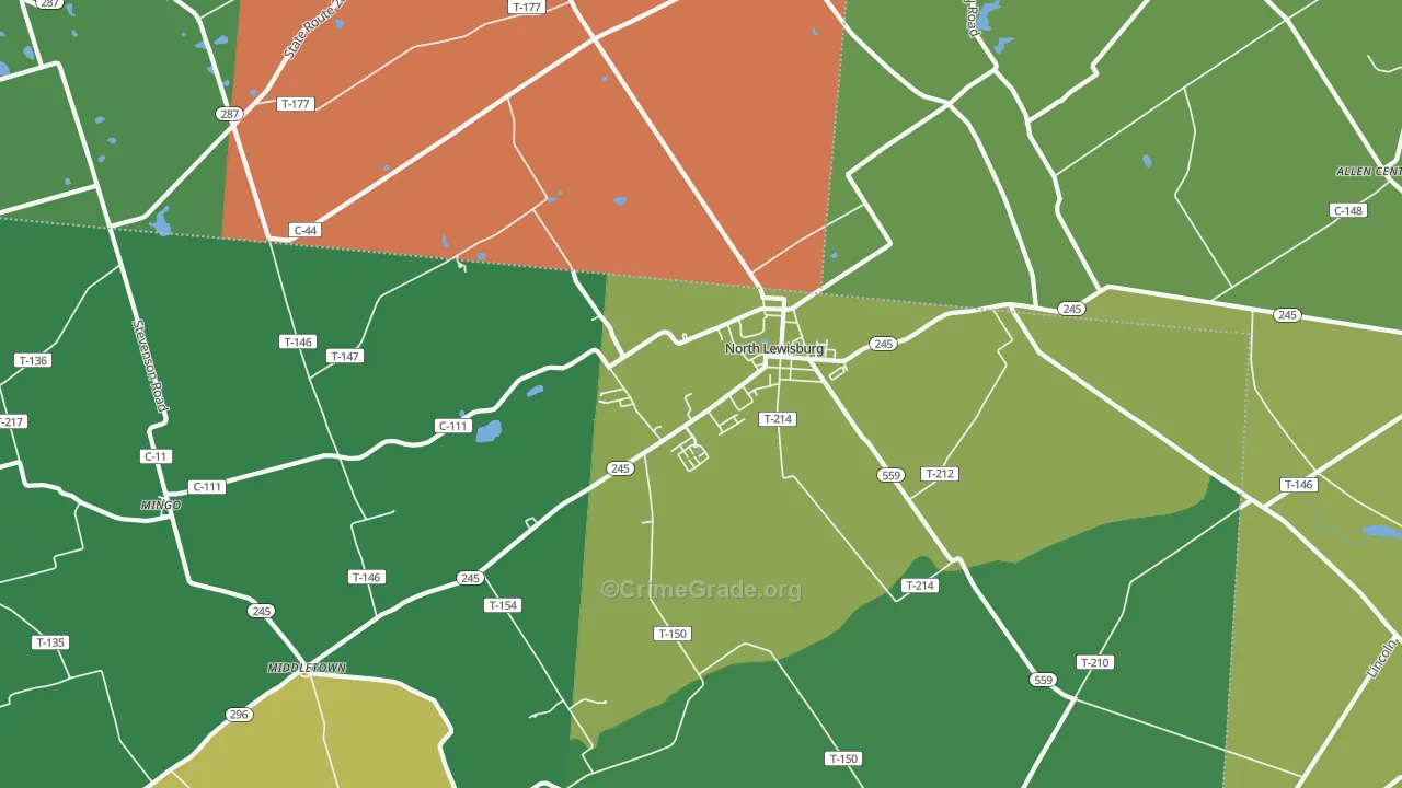 North Lewisburg, OH Map of Drug-Related Crime Rates