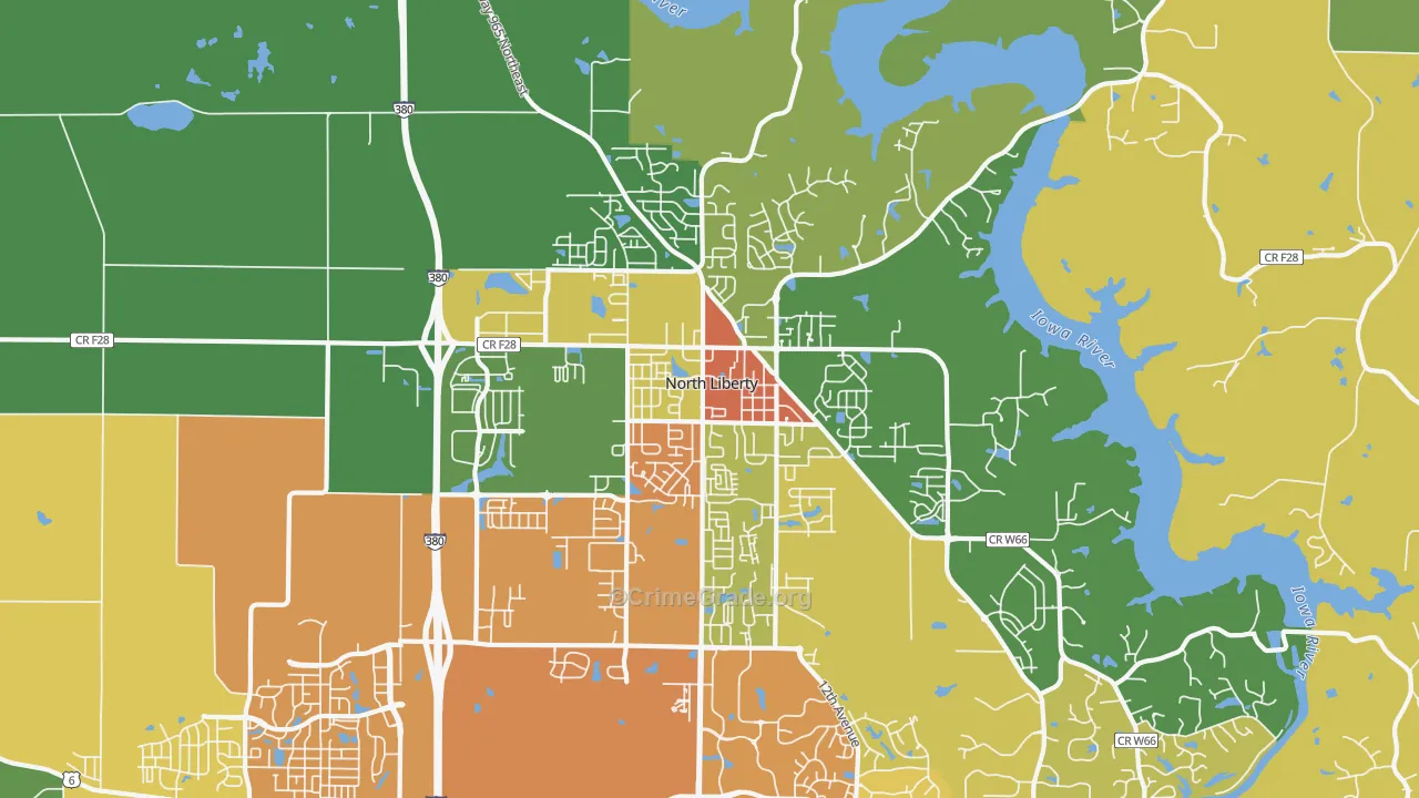 North Liberty, IA Map of Drug-Related Crime Rates