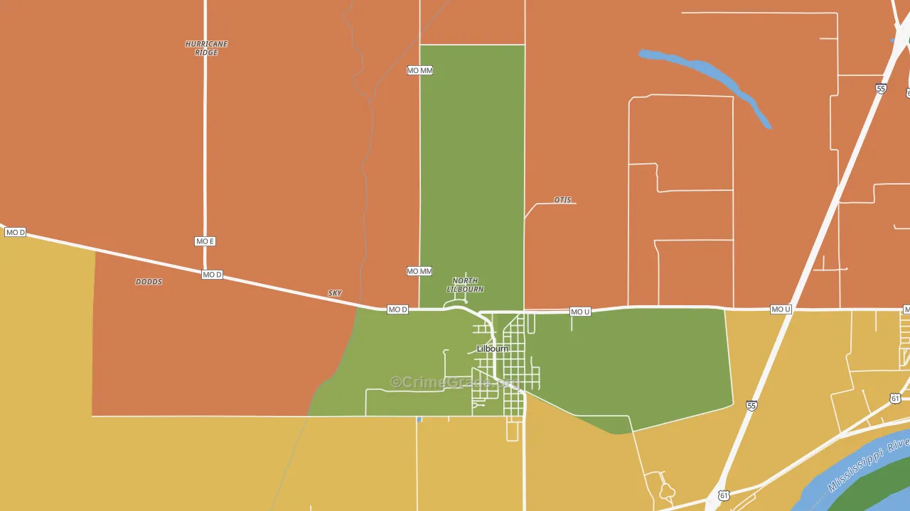 North Lilbourn, MO Map of Drug-Related Crime Rates