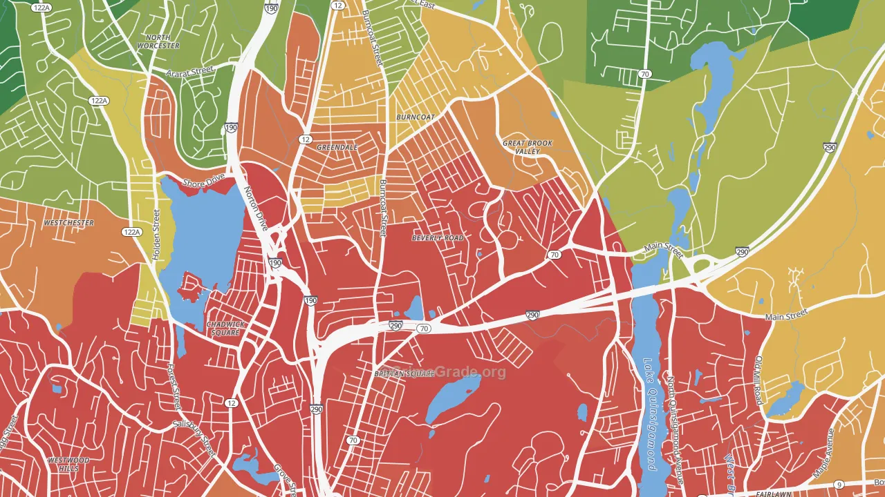 North Lincoln Street, Worcester, MA Map of Drug-Related Crime Rates