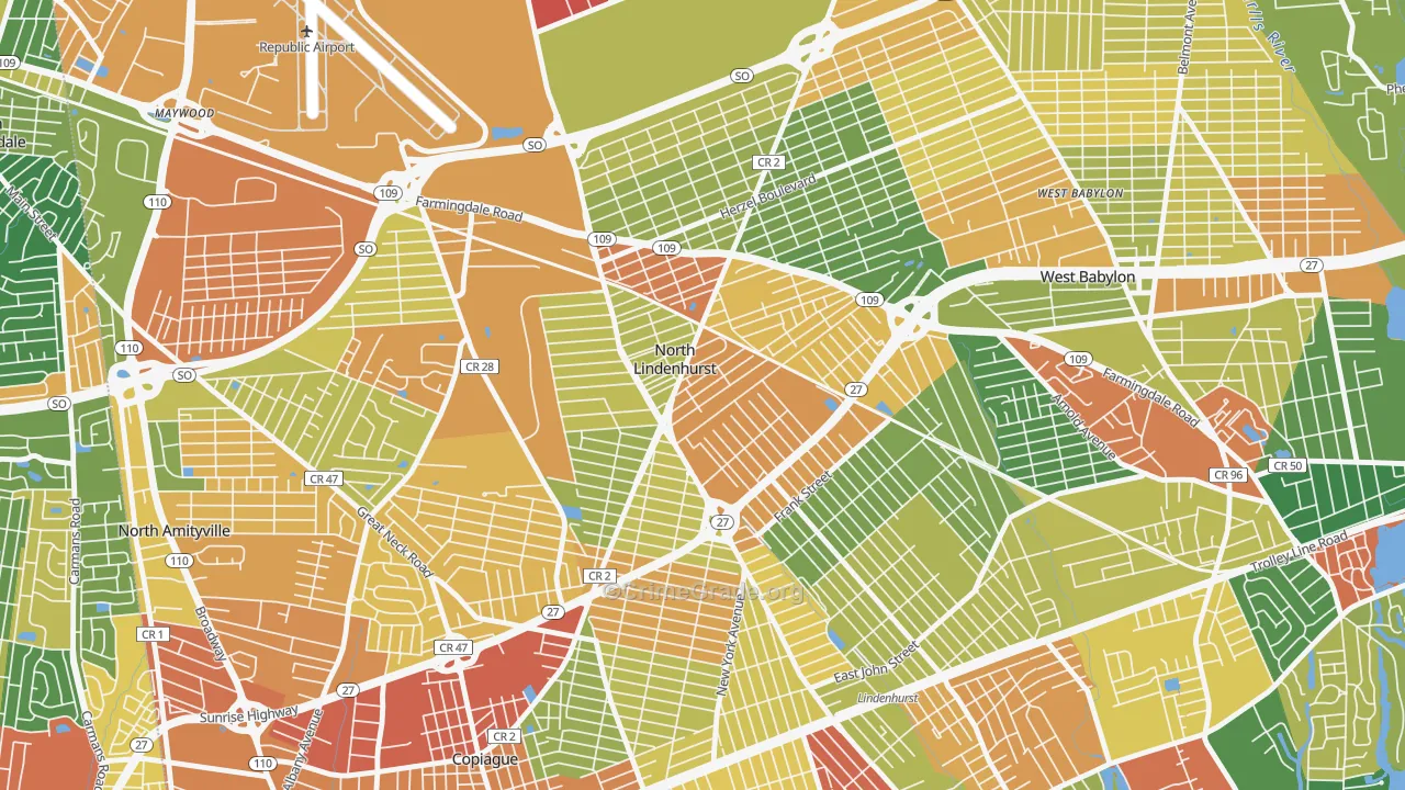 North Lindenhurst, NY Map of Drug-Related Crime Rates