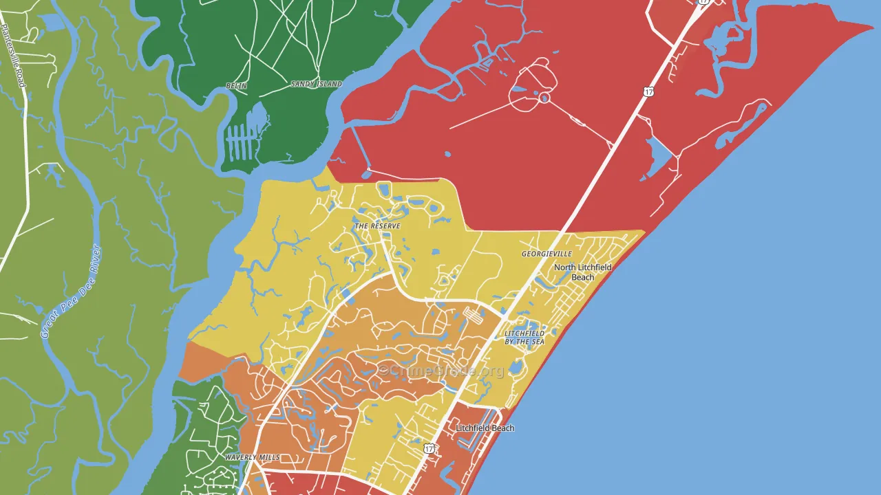 North Litchfield Beach, SC Map of Drug-Related Crime Rates