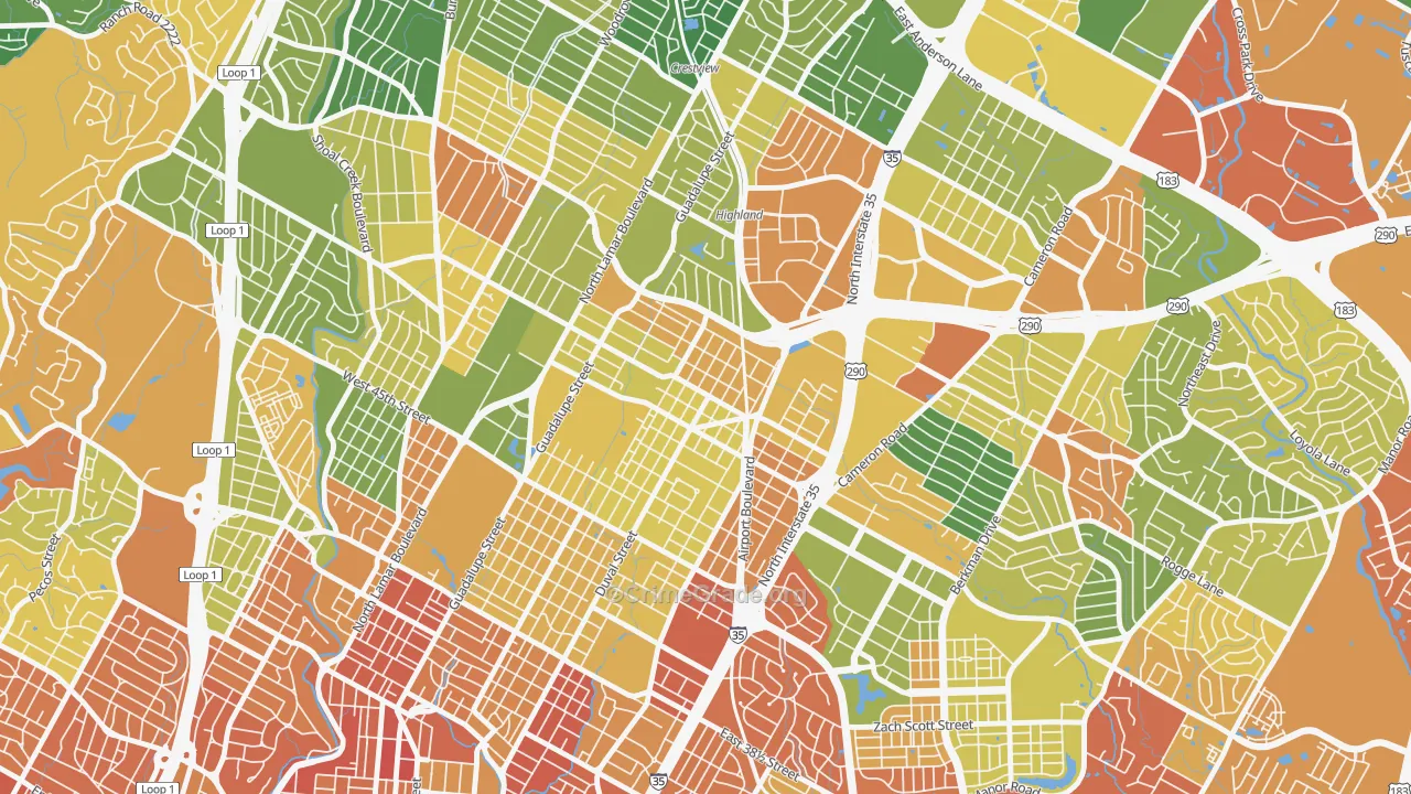 North Loop, Austin, TX Map of Drug-Related Crime Rates