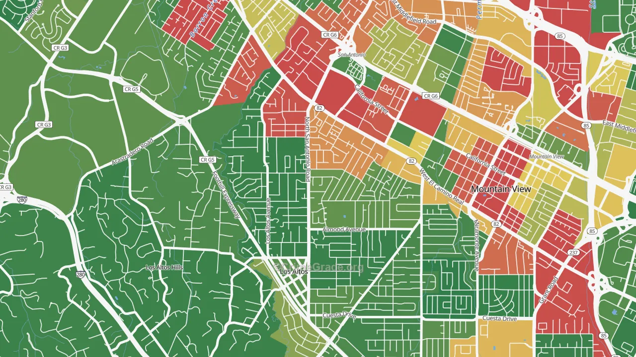 North Los Altos, Los Altos, CA Map of Drug-Related Crime Rates