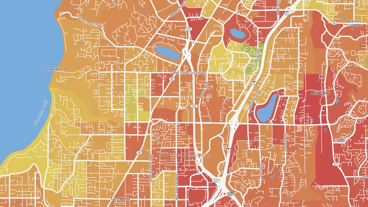 North Lynnwood, WA Map of Drug-Related Crime Rates