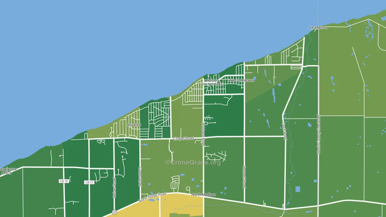 North Madison, OH Map of Drug-Related Crime Rates