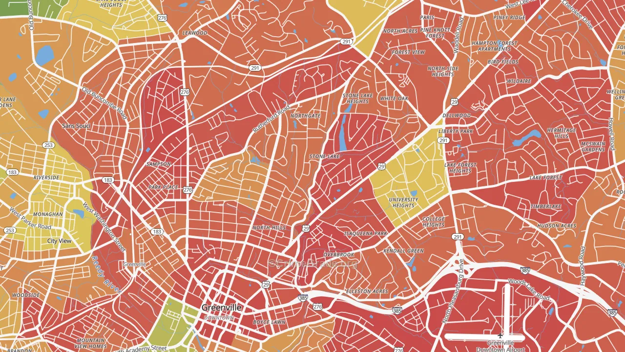 North Main, Greenville, SC Map of Drug-Related Crime Rates