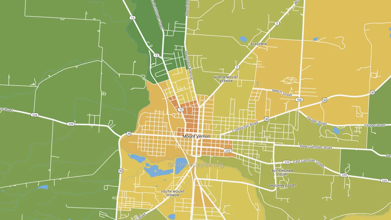 North Main Historic District, Mount Vernon, OH Map of Drug-Related Crime Rates