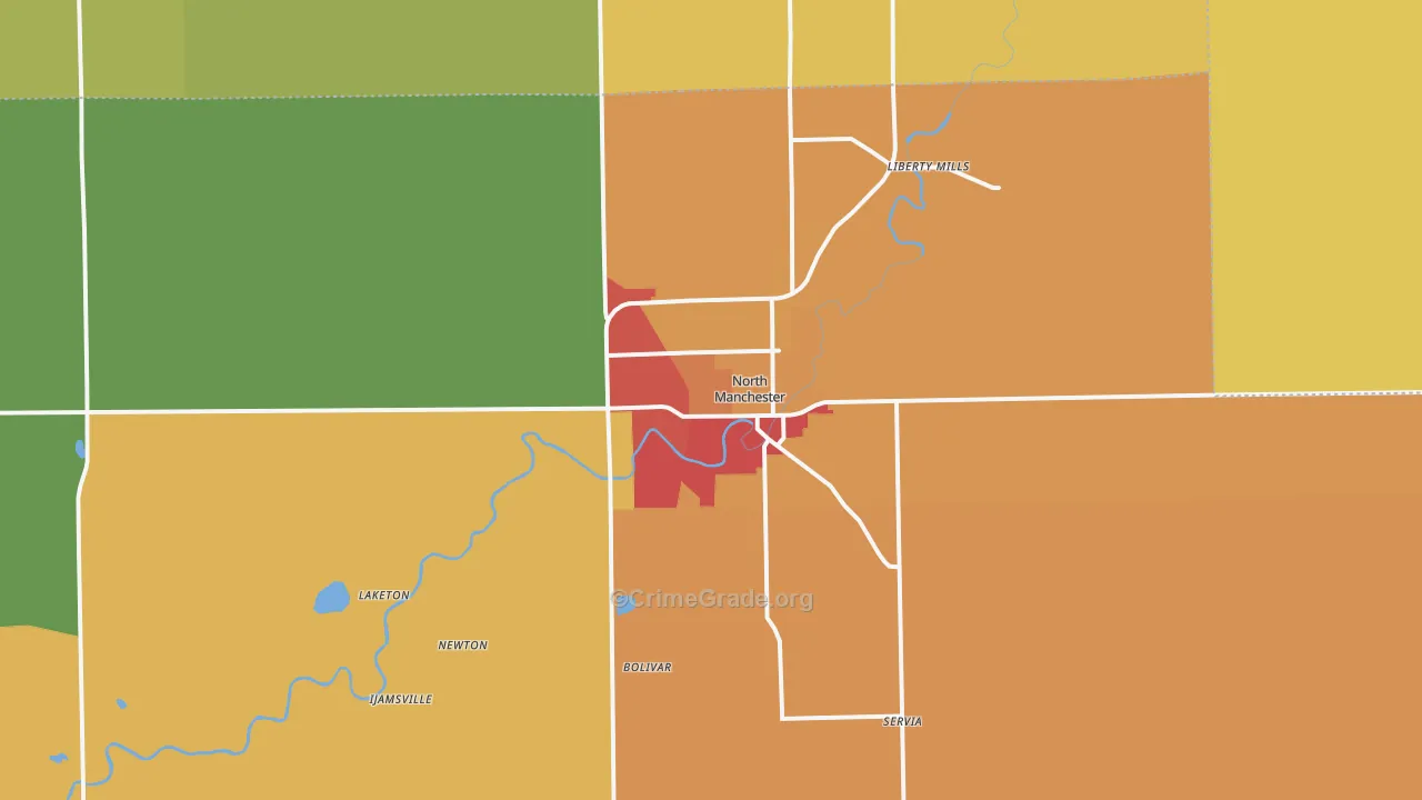 North Manchester, IN Map of Drug-Related Crime Rates