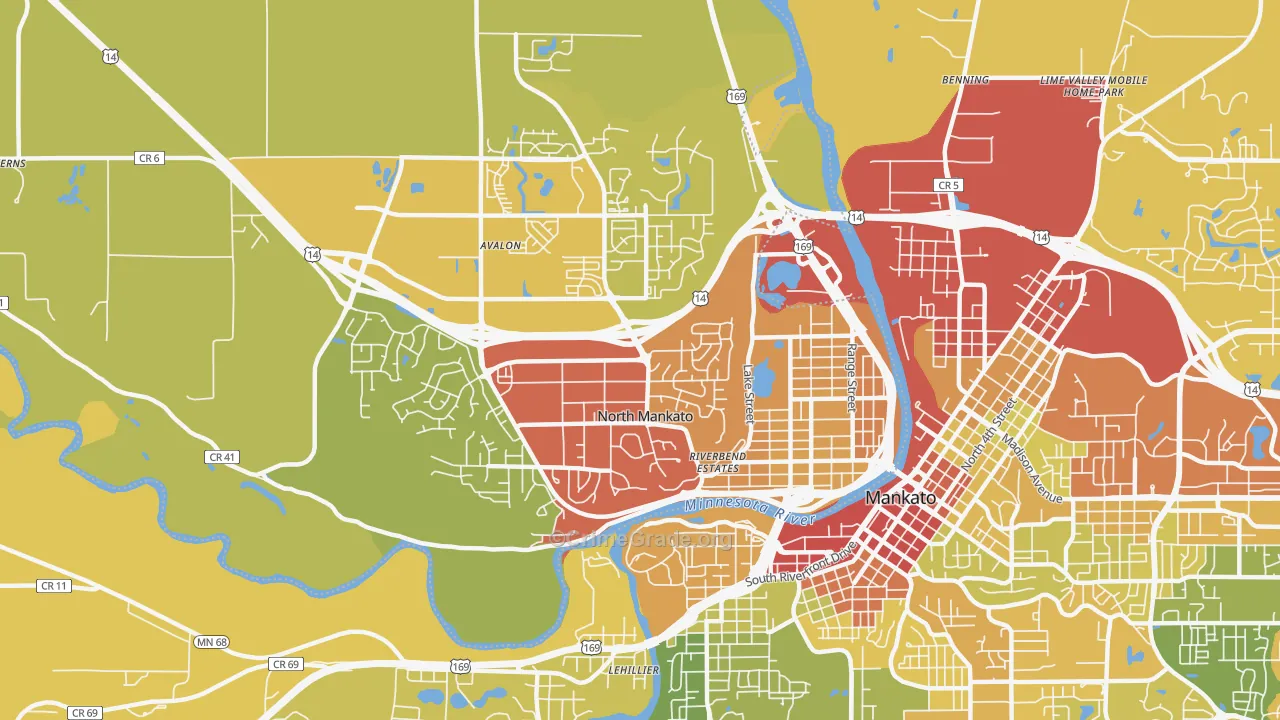 North Mankato, MN Map of Drug-Related Crime Rates