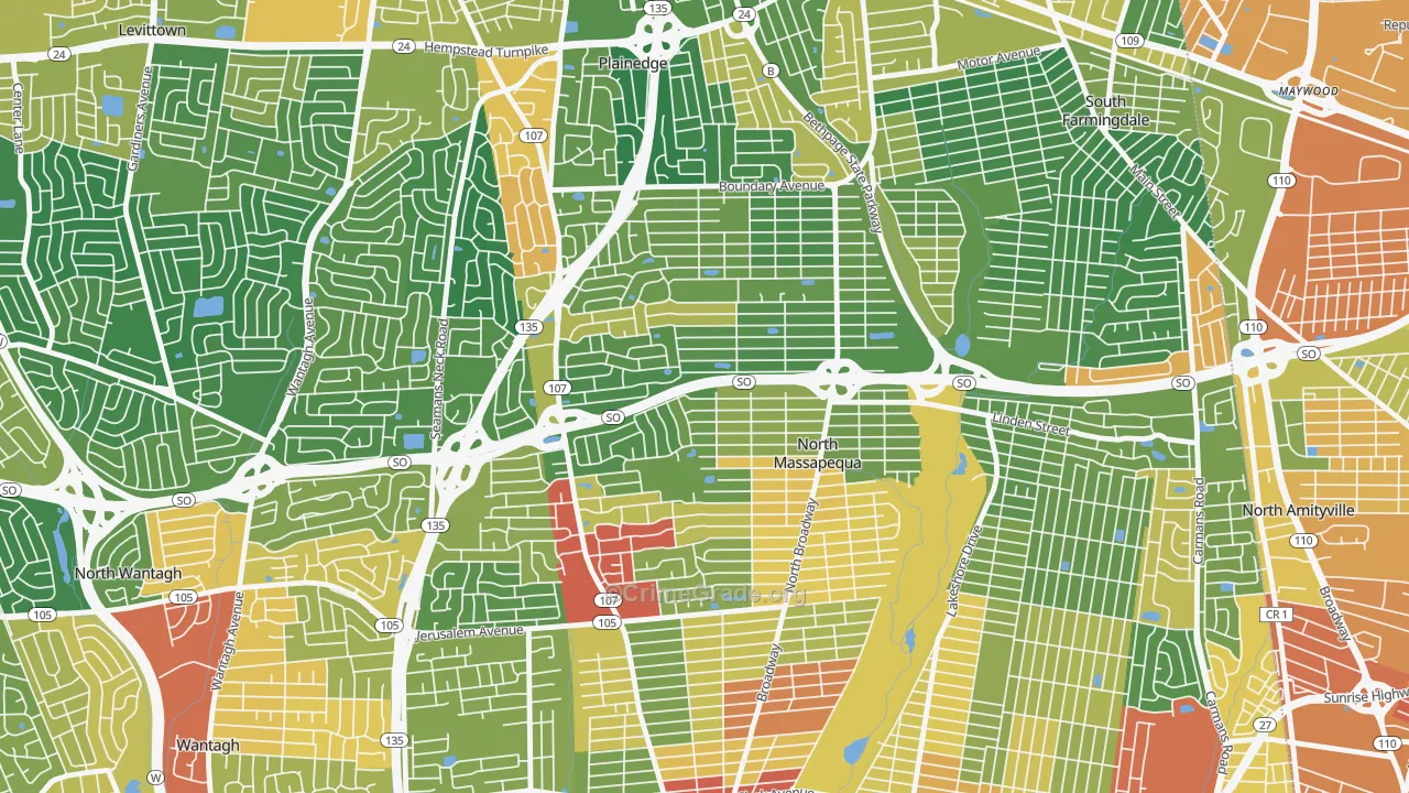 North Massapequa, NY Map of Drug-Related Crime Rates