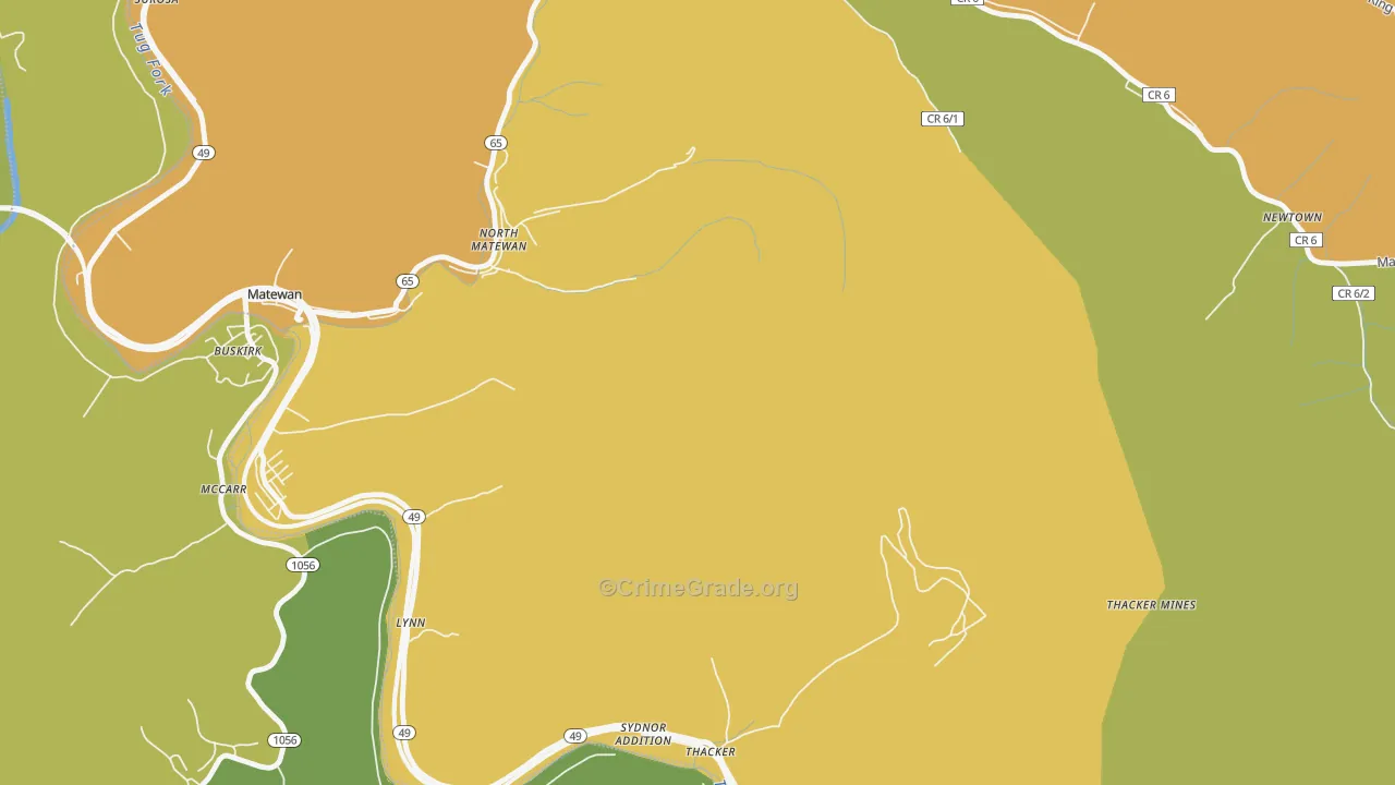 North Matewan, WV Map of Drug-Related Crime Rates