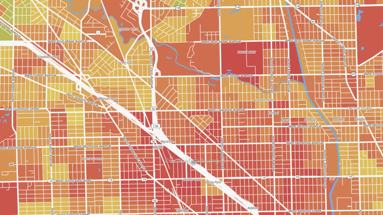 North Mayfair, Chicago, IL Map of Drug-Related Crime Rates