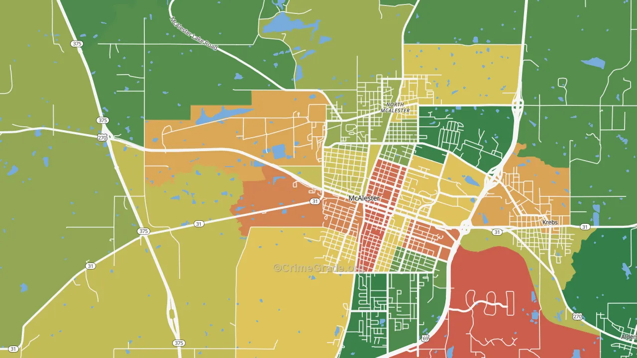 North McAlester, OK Map of Drug-Related Crime Rates