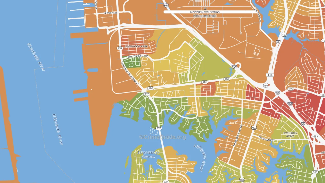 North Meadow Brook, Norfolk, VA Map of Drug-Related Crime Rates