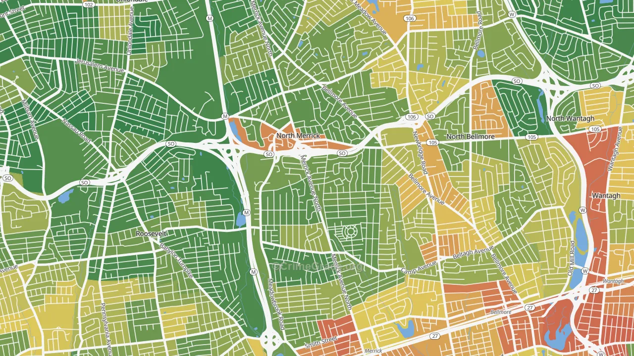 North Merrick, NY Map of Drug-Related Crime Rates