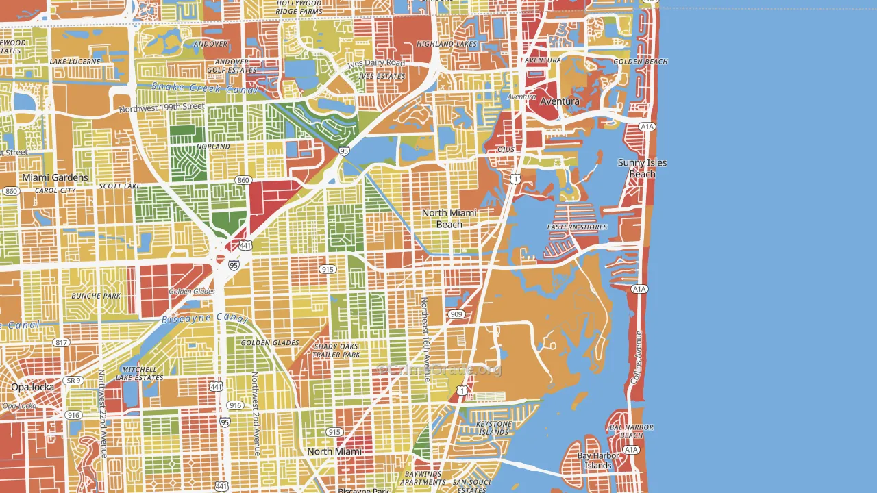 North Miami Beach, FL Map of Drug-Related Crime Rates