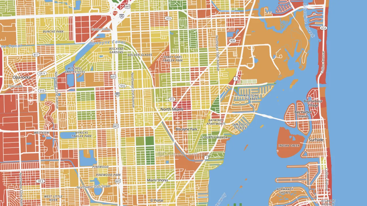 North Miami, FL Map of Drug-Related Crime Rates