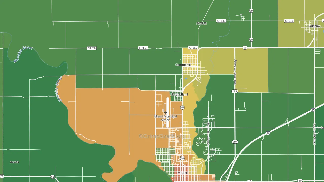 North Miami, OK Map of Drug-Related Crime Rates