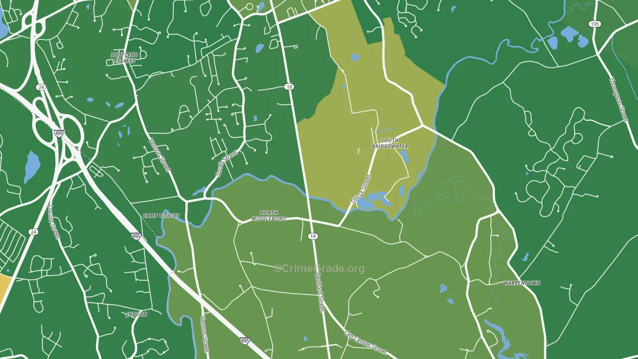 North Middleboro, MA Map of Drug-Related Crime Rates