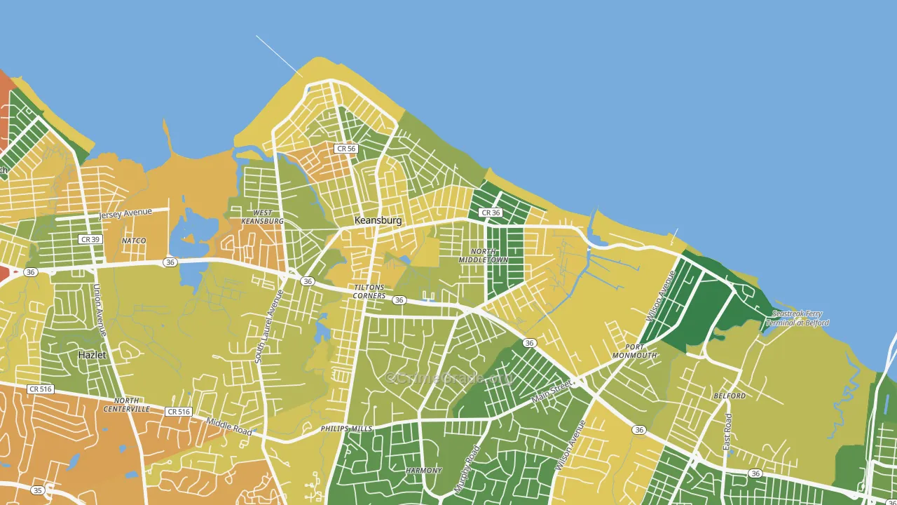 North Middletown, Middletown, NJ Map of Drug-Related Crime Rates