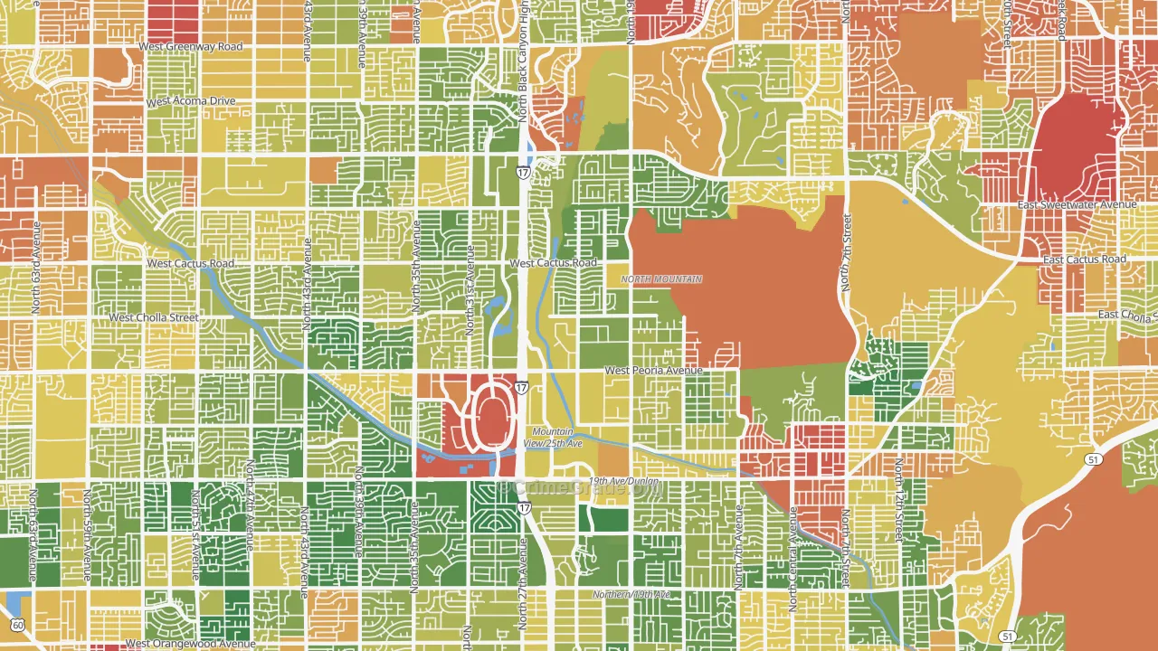 North Mountain, Phoenix, AZ Map of Drug-Related Crime Rates