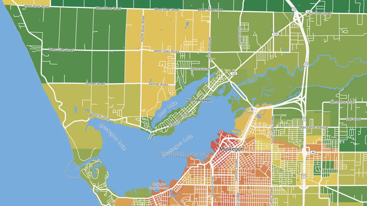 North Muskegon, MI Map of Drug-Related Crime Rates